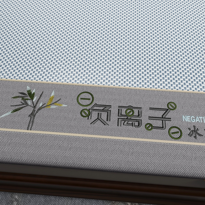 91家纺网 家纺一手货源 找家纺 yyds网供 2026新款碳光绣花冰藤席夏季冰丝席空调软席可水洗折叠凉席 绣花熊猫-浅蓝