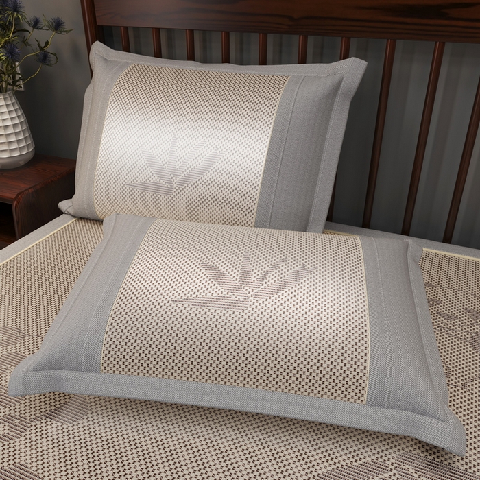 91家纺网 家纺一手货源 找家纺 yyds网供 2026新款碳光绣花冰藤席夏季冰丝席空调软席可水洗折叠凉席 绣花熊猫-香槟