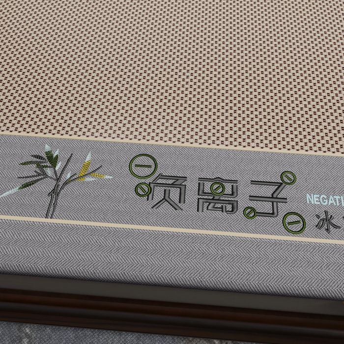 91家纺网 家纺一手货源 找家纺 yyds网供 2026新款碳光绣花冰藤席夏季冰丝席空调软席可水洗折叠凉席 绣花熊猫-香槟