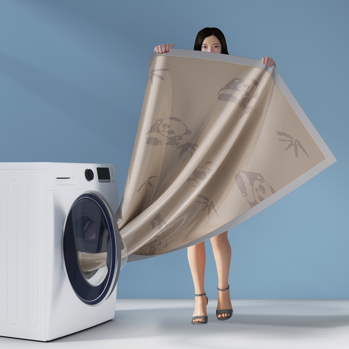 91家纺网 家纺一手货源 找家纺 yyds网供 2026新款碳光绣花冰藤席夏季冰丝席空调软席可水洗折叠凉席 绣花熊猫-香槟