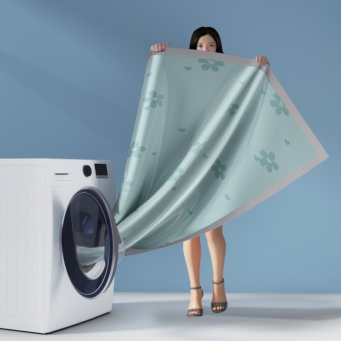 91家纺网 家纺一手货源 找家纺 yyds网供 2026新款碳光绣花冰藤席夏季冰丝席空调软席可水洗折叠凉席 绣花樱花-水绿