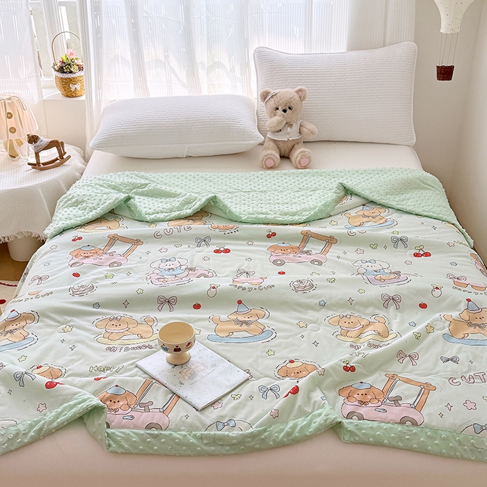 91家纺网 家纺一手货源 找家纺 （总）丫丫家纺 2026新款Ａ类豆豆被有氨凉感丝冰豆豆夏被卡通印花双面凉感丝（含氨纶）夏凉被空调被子