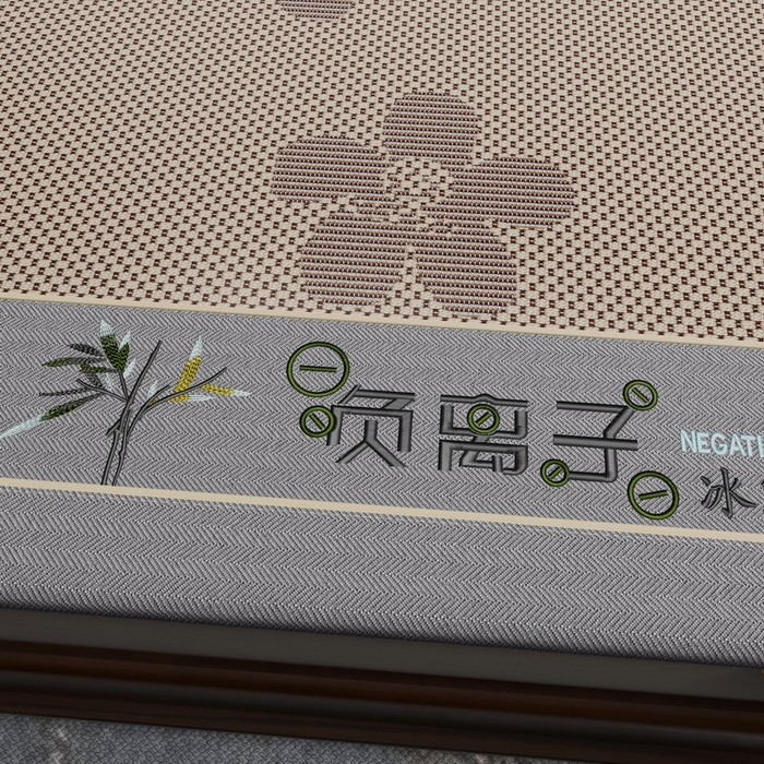 91家纺网 家纺一手货源 找家纺 yyds网供 2026新款碳光绣花冰藤席夏季冰丝席空调软席可水洗折叠凉席 绣花樱花-香槟