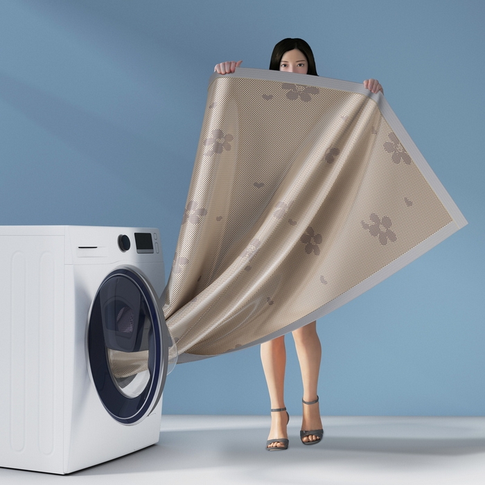 91家纺网 家纺一手货源 找家纺 yyds网供 2026新款碳光绣花冰藤席夏季冰丝席空调软席可水洗折叠凉席 绣花樱花-香槟