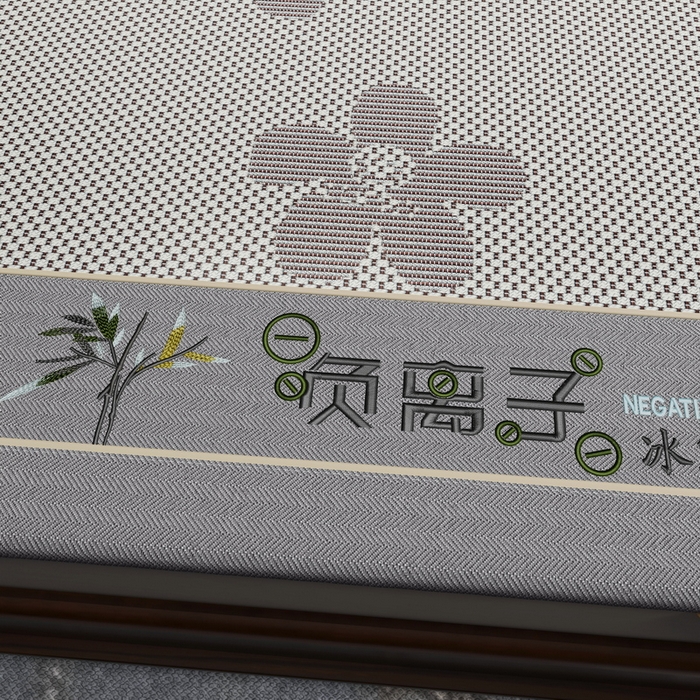 91家纺网 家纺一手货源 找家纺 yyds网供 2026新款碳光绣花冰藤席夏季冰丝席空调软席可水洗折叠凉席 绣花樱花-银灰