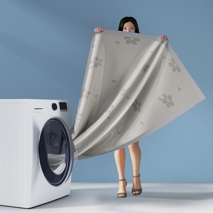 91家纺网 家纺一手货源 找家纺 yyds网供 2026新款碳光绣花冰藤席夏季冰丝席空调软席可水洗折叠凉席 绣花樱花-银灰