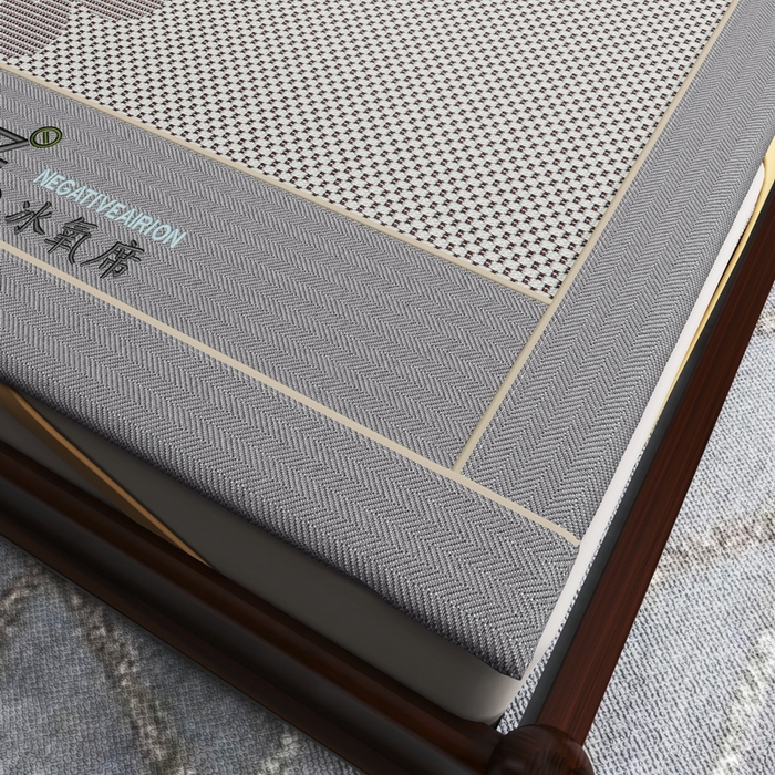 91家纺网 家纺一手货源 找家纺 yyds网供 2026新款碳光绣花冰藤席夏季冰丝席空调软席可水洗折叠凉席 绣花樱花-银灰