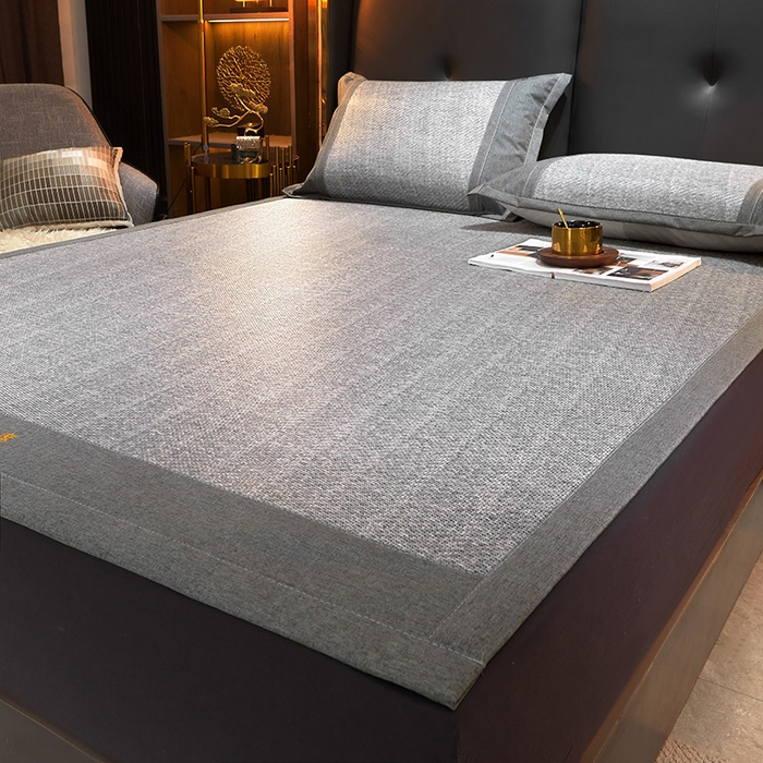 91家纺网 家纺一手货源 找家纺 yyds网供 2026新款养生古藤席空调席印尼藤席加粗加厚高档冰藤席凉席竹席空调席直播三件套 养生古藤席-典雅灰