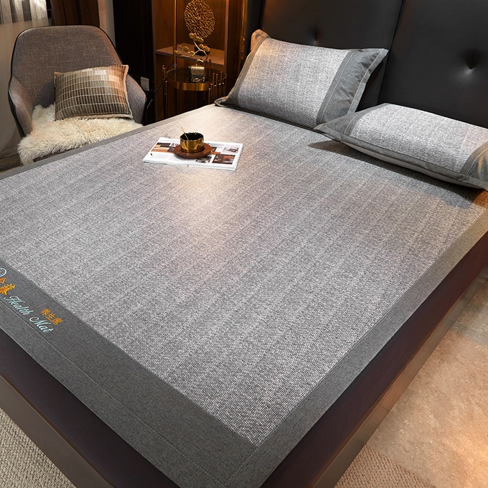 91家纺网 家纺一手货源 找家纺 yyds网供 2026新款养生古藤席空调席印尼藤席加粗加厚高档冰藤席凉席竹席空调席直播三件套 养生古藤席-典雅灰