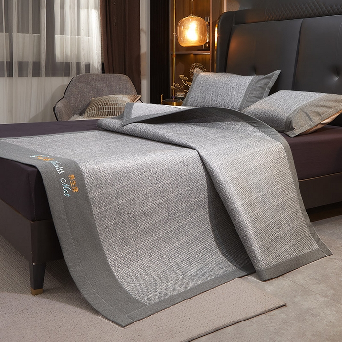 yyds网供 2026新款养生古藤席空调席印尼藤席加粗加厚高档冰藤席凉席竹席空调席直播三件套 养生古藤席-典雅灰