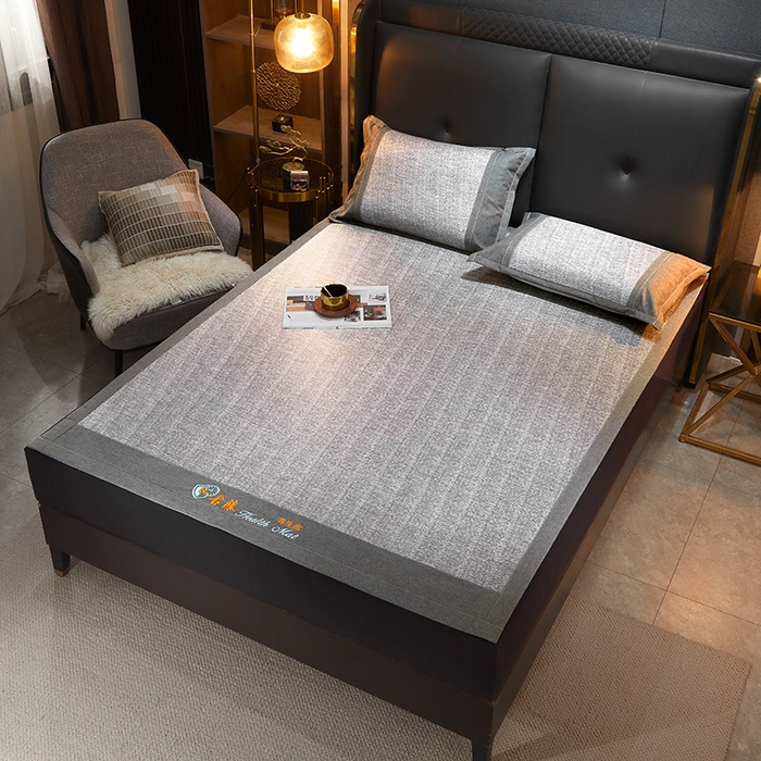 91家纺网 家纺一手货源 找家纺 yyds网供 2026新款养生古藤席空调席印尼藤席加粗加厚高档冰藤席凉席竹席空调席直播三件套 养生古藤席-典雅灰