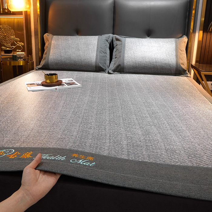 91家纺网 家纺一手货源 找家纺 yyds网供 2026新款养生古藤席空调席印尼藤席加粗加厚高档冰藤席凉席竹席空调席直播三件套 养生古藤席-典雅灰