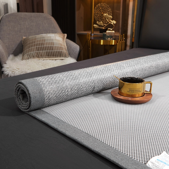 91家纺网 家纺一手货源 找家纺 yyds网供 2026新款养生古藤席空调席印尼藤席加粗加厚高档冰藤席凉席竹席空调席直播三件套 养生古藤席-典雅灰