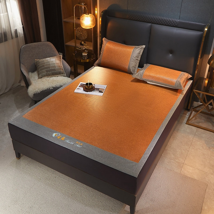 91家纺网 家纺一手货源 找家纺 yyds网供 2026新款养生古藤席空调席印尼藤席加粗加厚高档冰藤席凉席竹席空调席直播三件套 养生古藤席-红棕