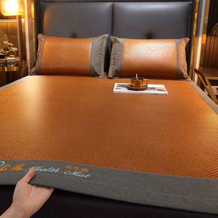 91家纺网 家纺一手货源 找家纺 yyds网供 2026新款养生古藤席空调席印尼藤席加粗加厚高档冰藤席凉席竹席空调席直播三件套 养生古藤席-红棕