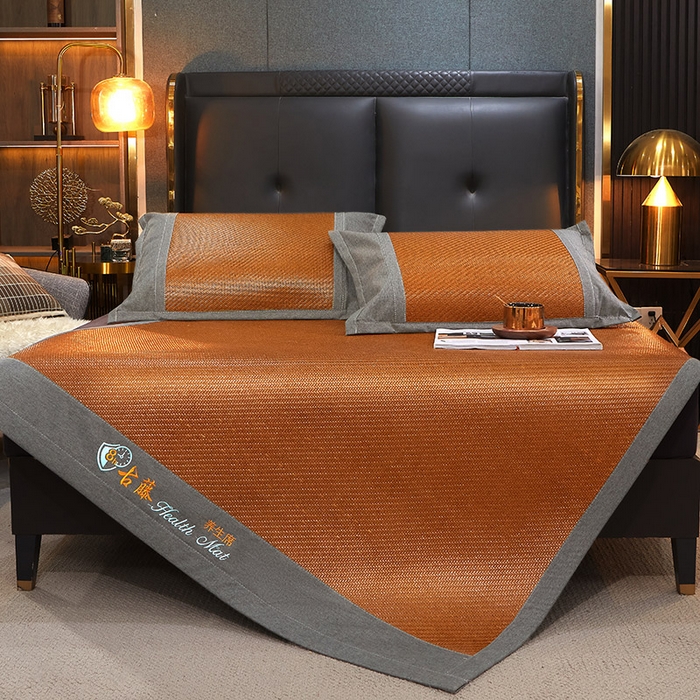 91家纺网 家纺一手货源 找家纺 yyds网供 2026新款养生古藤席空调席印尼藤席加粗加厚高档冰藤席凉席竹席空调席直播三件套 养生古藤席-红棕