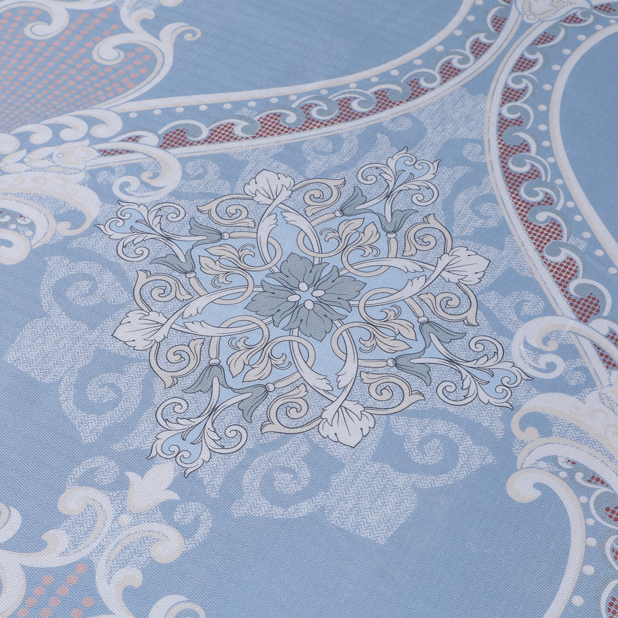 91家纺网 家纺一手货源 找家纺 坦客毯业 2026新款印花冰丝席三件套斜纹加厚冰丝凉席夏凉子 欧式典雅