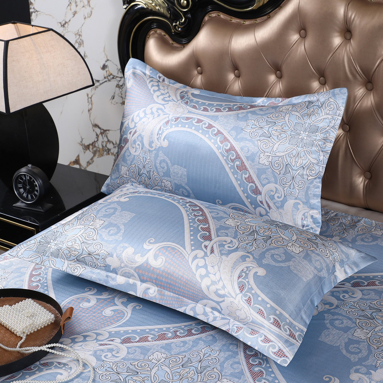 91家纺网 家纺一手货源 找家纺 坦客毯业 2026新款印花冰丝席三件套斜纹加厚冰丝凉席夏凉子 欧式典雅