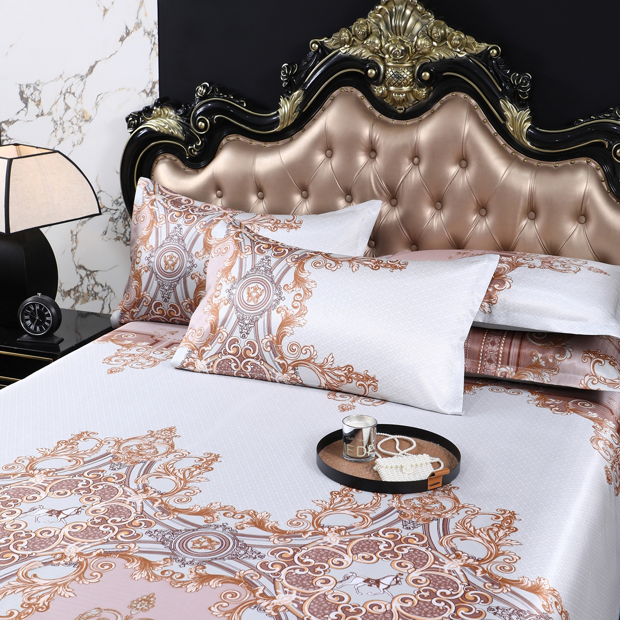 91家纺网 家纺一手货源 找家纺 坦客毯业 2026新款印花冰丝席三件套斜纹加厚冰丝凉席夏凉子 西欧风情