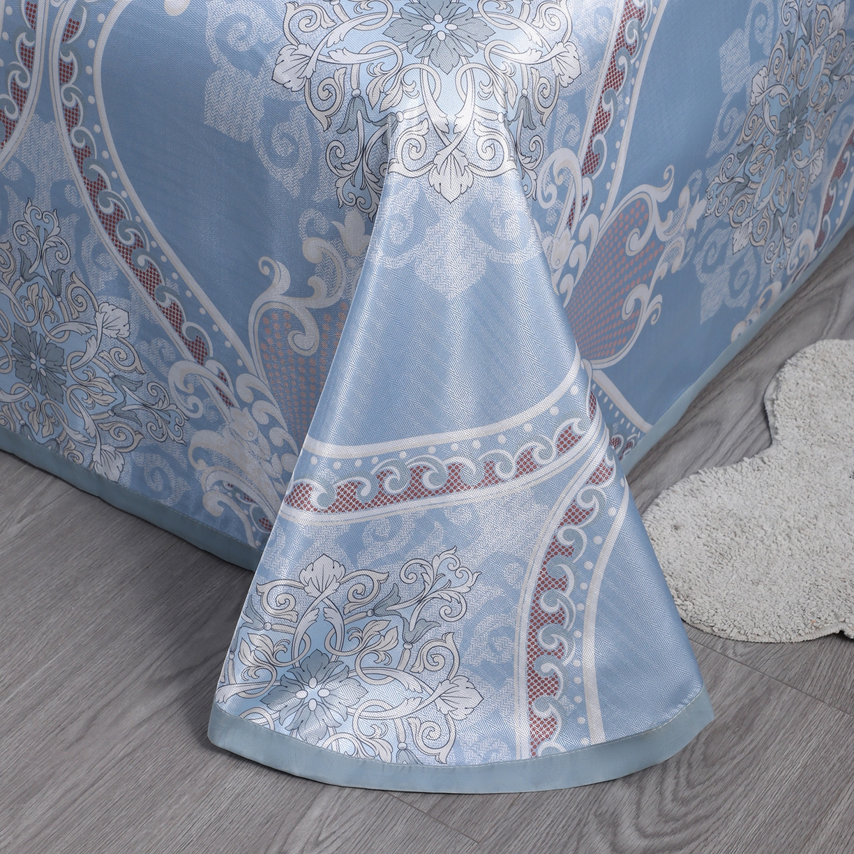 91家纺网 家纺一手货源 找家纺 坦客毯业 2026新款印花冰丝席三件套斜纹加厚冰丝凉席夏凉子 欧式典雅