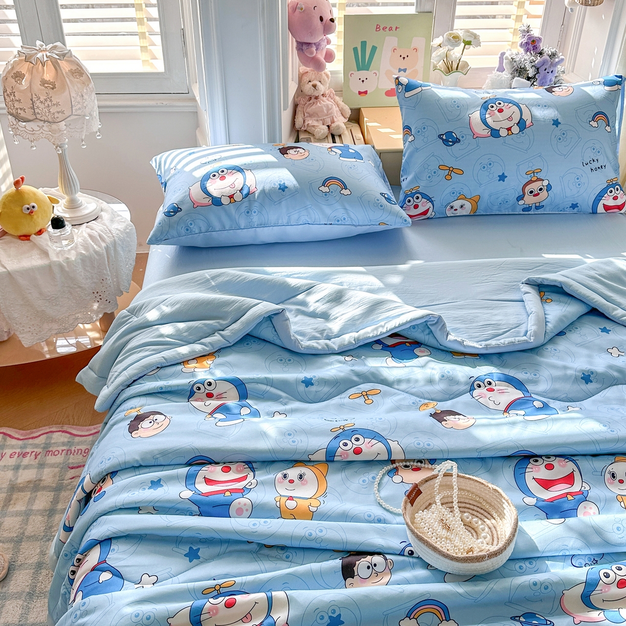 91家纺网 家纺一手货源 找家纺 优卡迪家纺馆 2026新款水洗云朵棉夏被四件套下载文件包含买家秀 机器猫