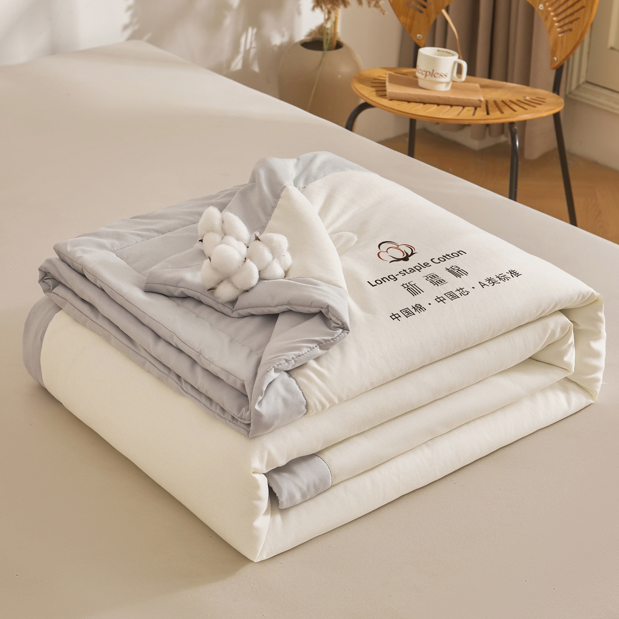 91家纺网 家纺一手货源 找家纺 （总）初相识被业 2026春夏新款A类水洗棉纯色双拼新疆棉花被夏被夏凉被空调被