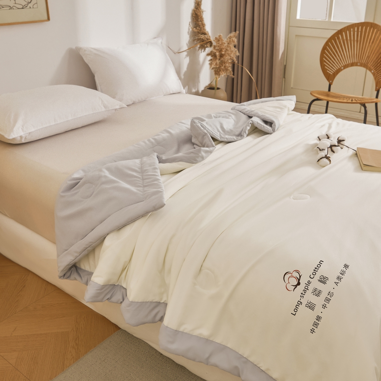 91家纺网 家纺一手货源 找家纺 （总）初相识被业 2026春夏新款A类水洗棉纯色双拼新疆棉花被夏被夏凉被空调被