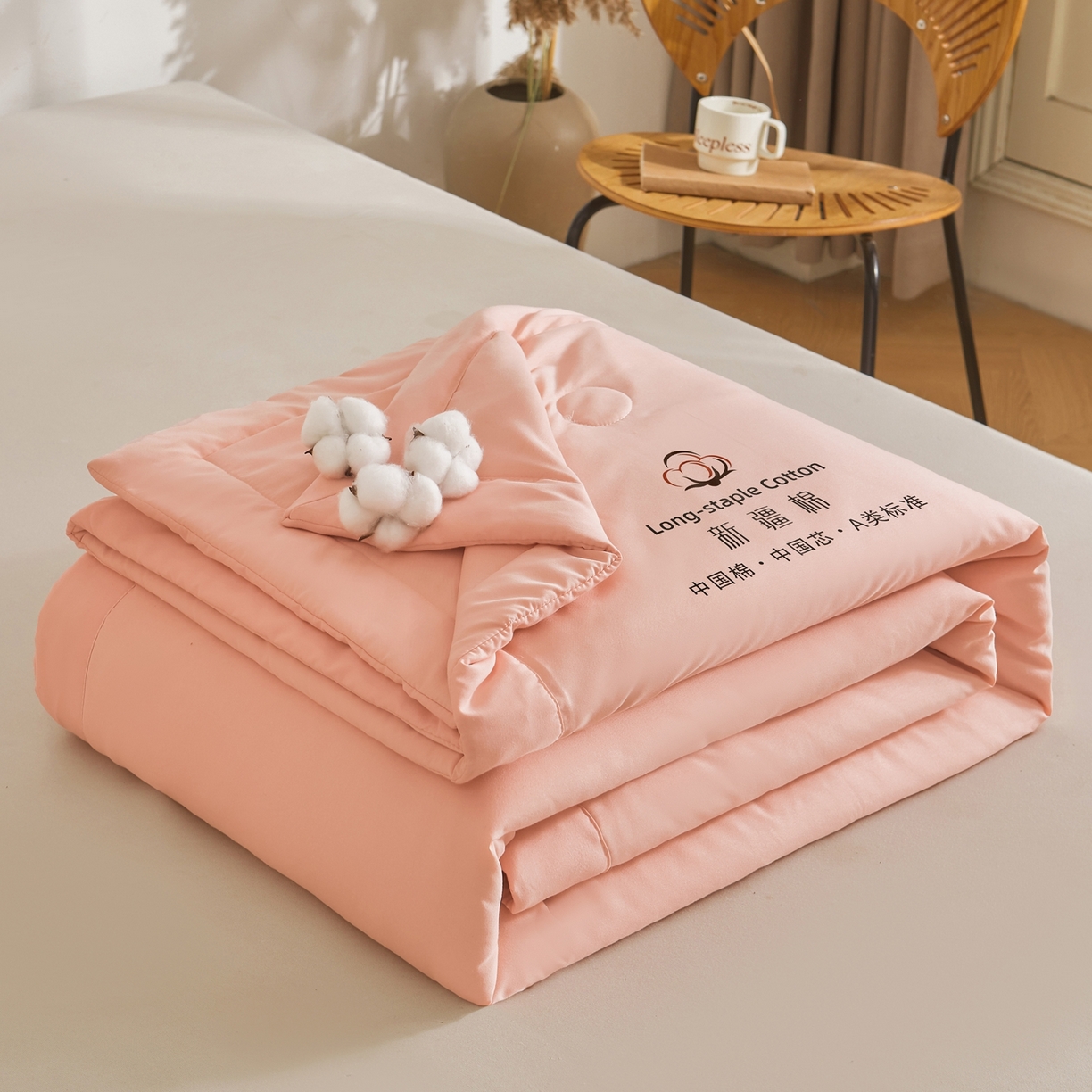 91家纺网 家纺一手货源 找家纺 初相识被业 2026春夏新款A类水洗棉纯色双拼新疆棉花被夏被夏凉被空调被 新疆棉香妃玉