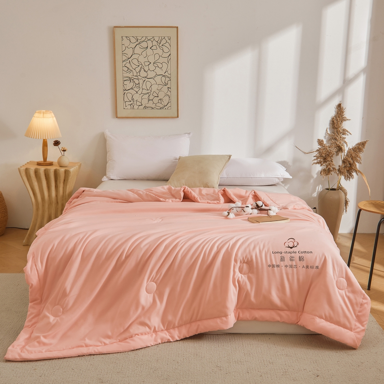 91家纺网 家纺一手货源 找家纺 初相识被业 2026春夏新款A类水洗棉纯色双拼新疆棉花被夏被夏凉被空调被 新疆棉香妃玉