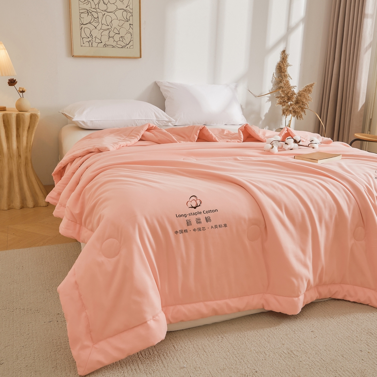 91家纺网 家纺一手货源 找家纺 初相识被业 2026春夏新款A类水洗棉纯色双拼新疆棉花被夏被夏凉被空调被 新疆棉香妃玉