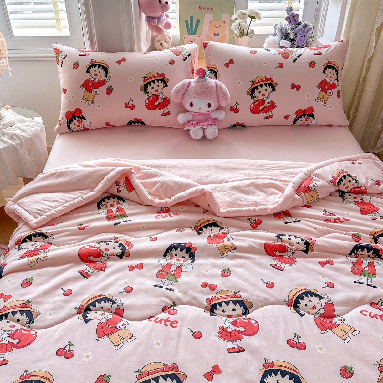 91家纺网 家纺一手货源 找家纺 优卡迪家纺馆 2026新款水洗云朵棉夏被四件套下载文件包含买家秀 草莓女孩