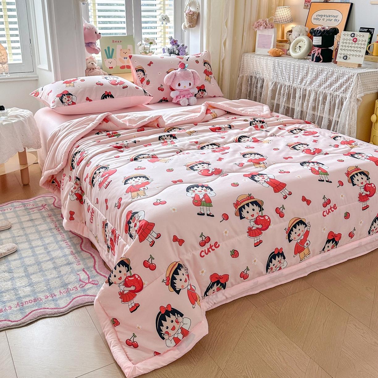 91家纺网 家纺一手货源 找家纺 优卡迪家纺馆 2026新款水洗云朵棉夏被四件套下载文件包含买家秀 草莓女孩