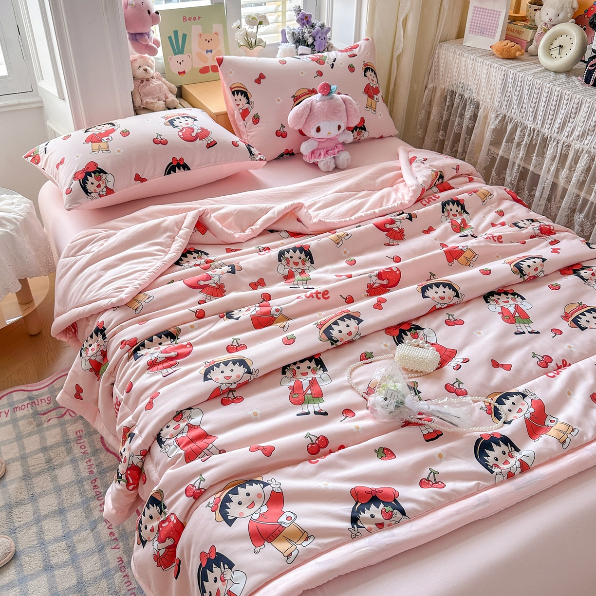 91家纺网 家纺一手货源 找家纺 优卡迪家纺馆 2026新款水洗云朵棉夏被四件套下载文件包含买家秀 草莓女孩