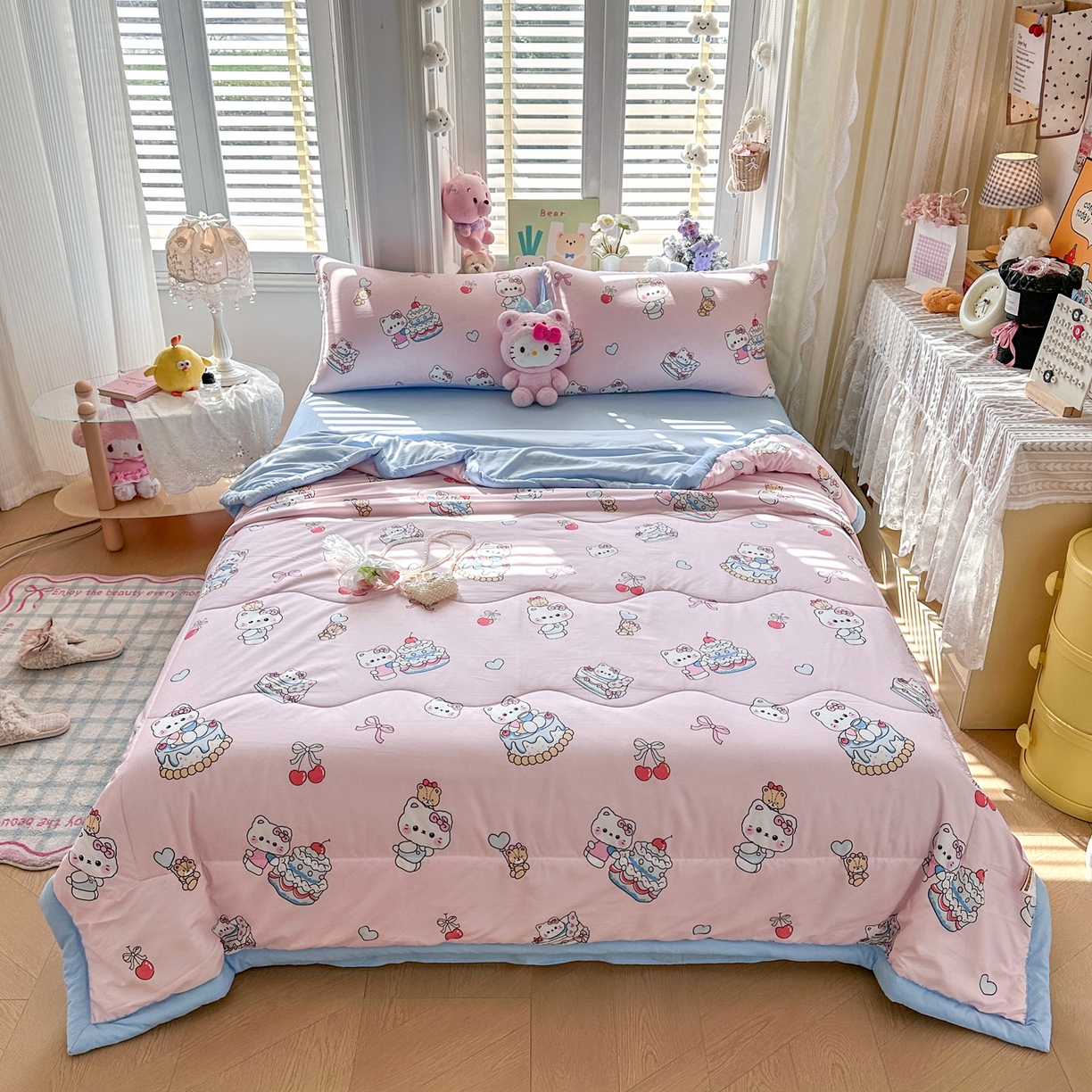 91家纺网 家纺一手货源 找家纺 优卡迪家纺馆 2026新款水洗云朵棉夏被四件套下载文件包含买家秀 蛋糕KT