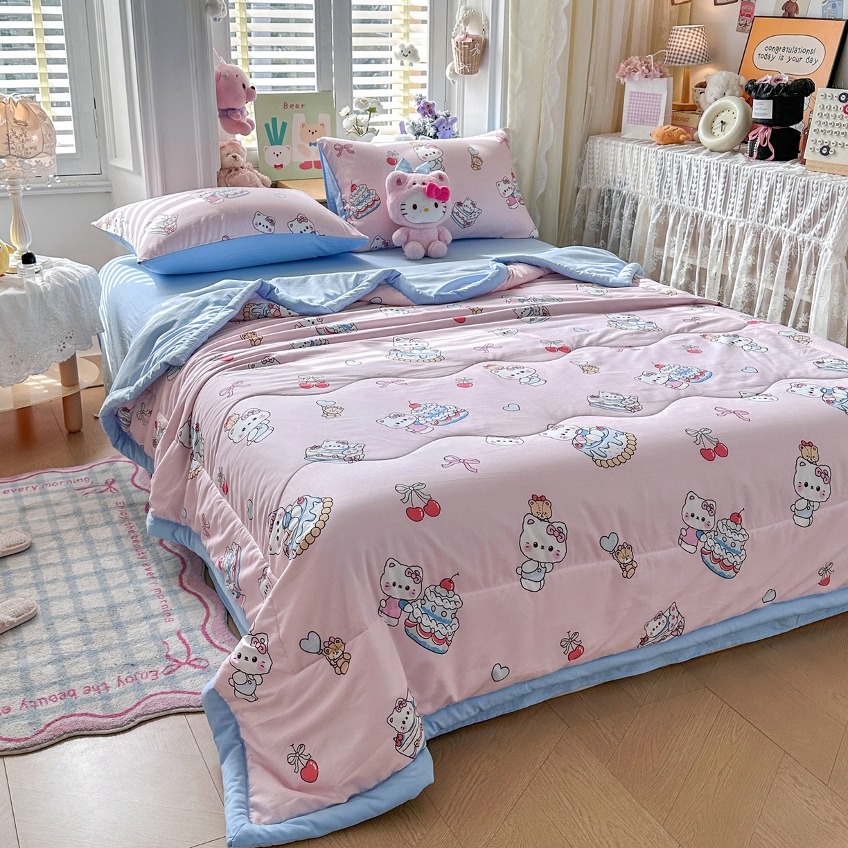 91家纺网 家纺一手货源 找家纺 优卡迪家纺馆 2026新款水洗云朵棉夏被四件套下载文件包含买家秀 蛋糕KT