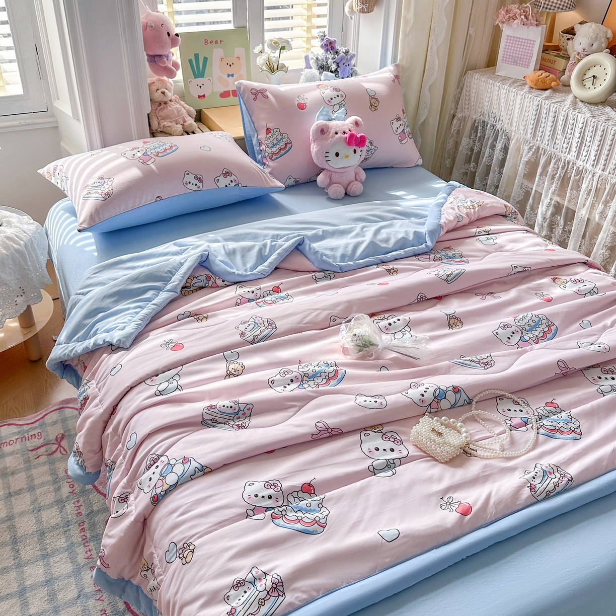 91家纺网 家纺一手货源 找家纺 优卡迪家纺馆 2026新款水洗云朵棉夏被四件套下载文件包含买家秀 蛋糕KT