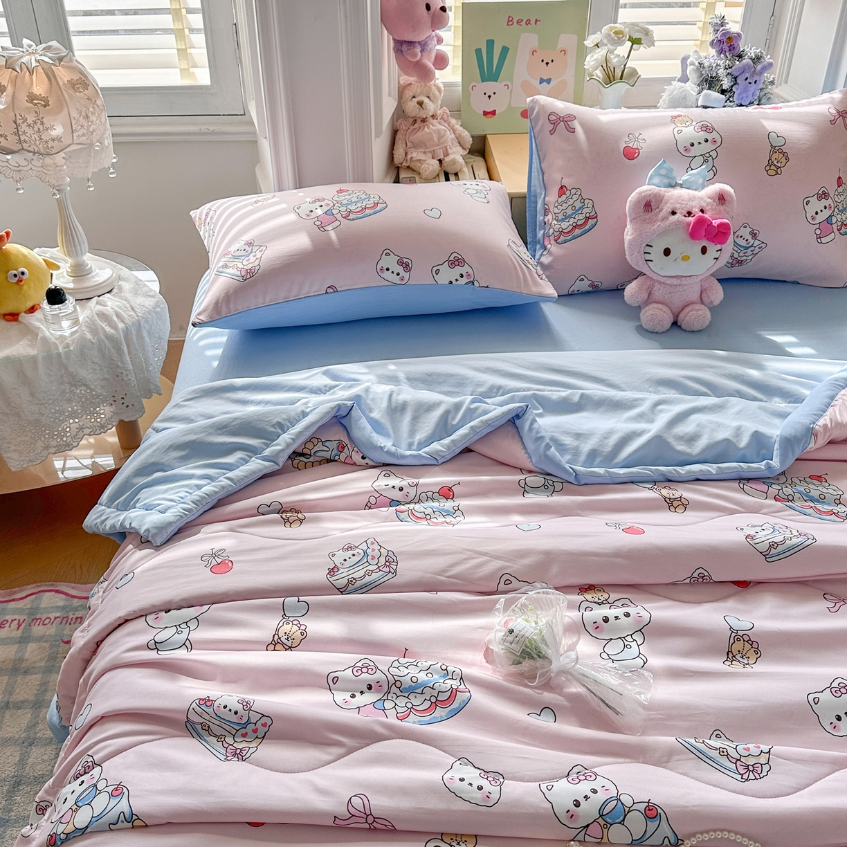 91家纺网 家纺一手货源 找家纺 优卡迪家纺馆 2026新款水洗云朵棉夏被四件套下载文件包含买家秀 蛋糕KT