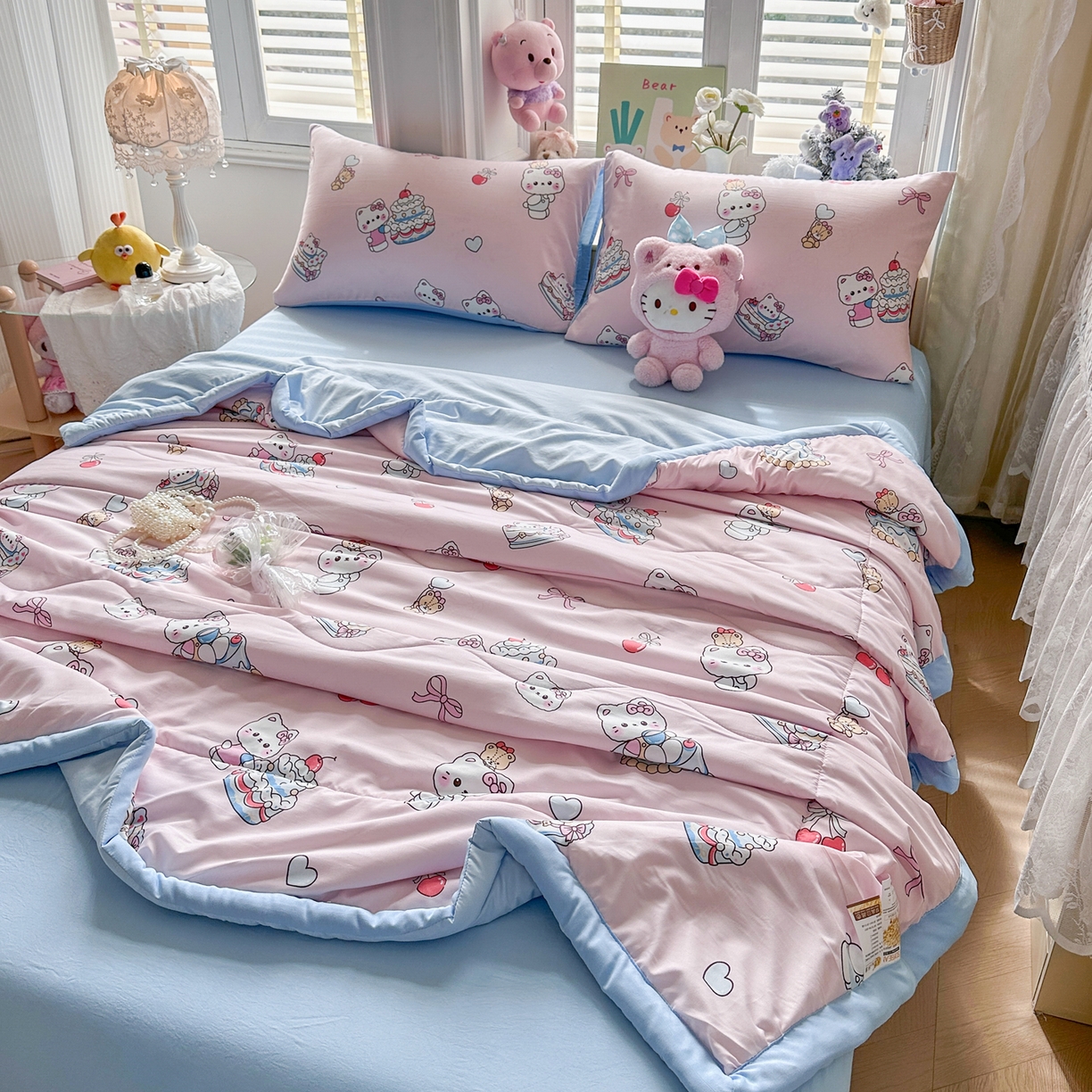 91家纺网 家纺一手货源 找家纺 优卡迪家纺馆 2026新款水洗云朵棉夏被四件套下载文件包含买家秀 蛋糕KT