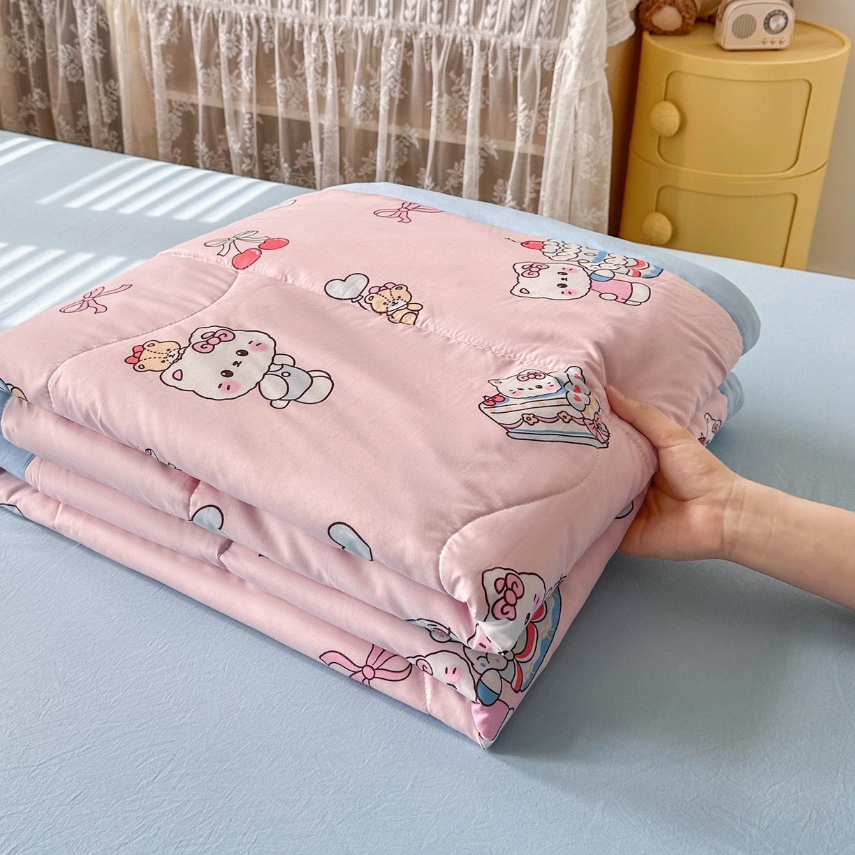 91家纺网 家纺一手货源 找家纺 优卡迪家纺馆 2026新款水洗云朵棉夏被四件套下载文件包含买家秀 蛋糕KT