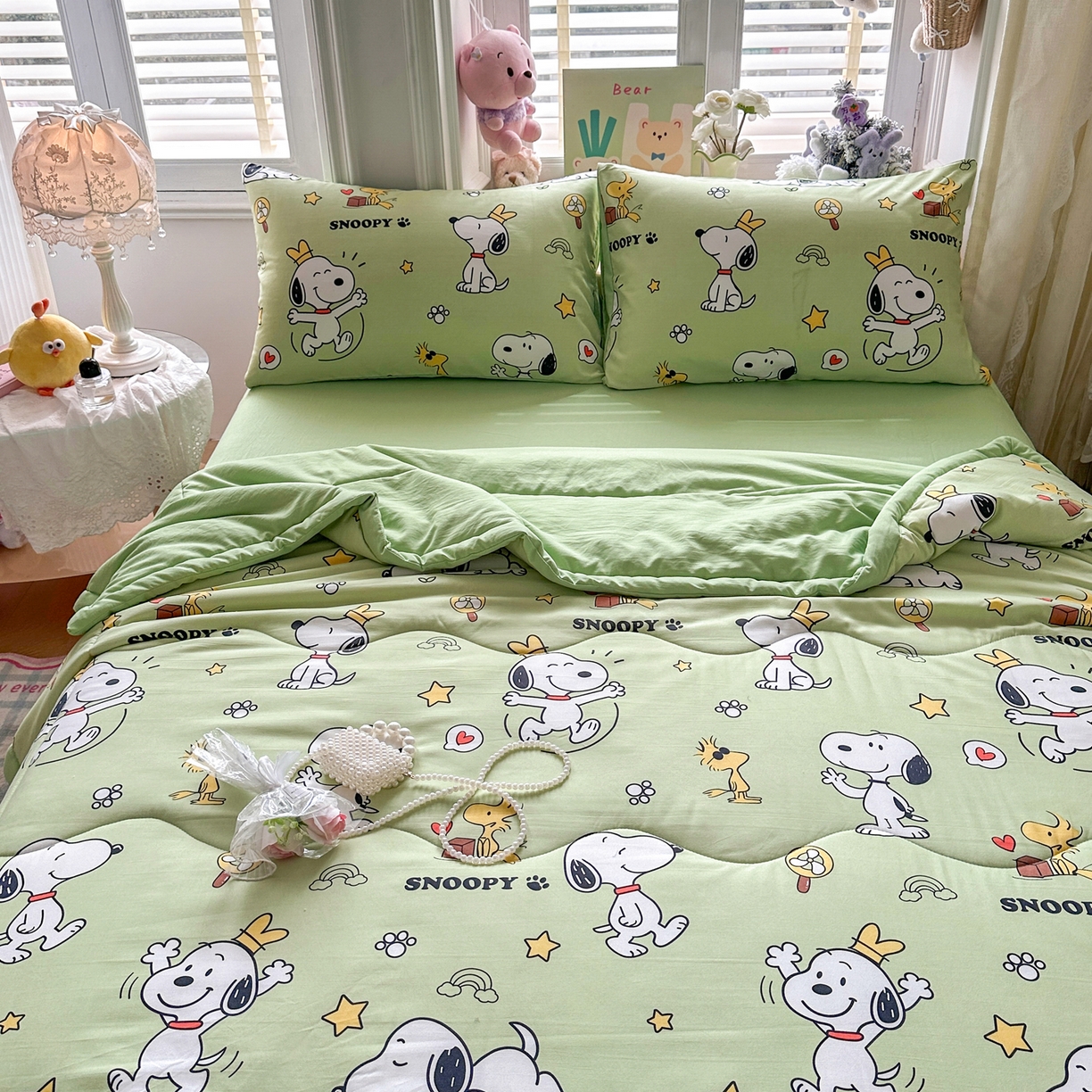 91家纺网 家纺一手货源 找家纺 优卡迪家纺馆 2026新款水洗云朵棉夏被四件套下载文件包含买家秀 花生布丁狗