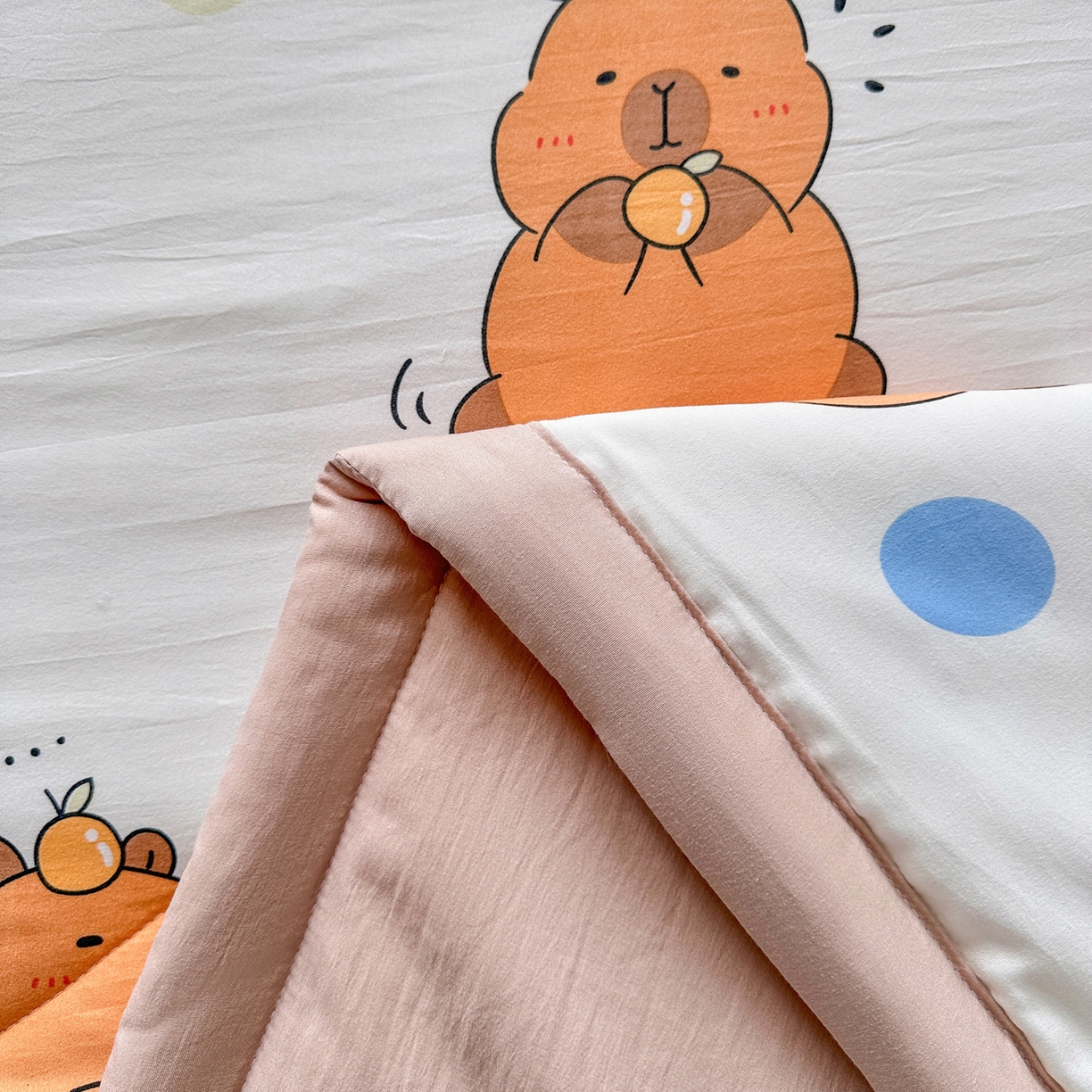 91家纺网 家纺一手货源 找家纺 优卡迪家纺馆 2026新款水洗云朵棉夏被四件套下载文件包含买家秀 卡皮巴拉