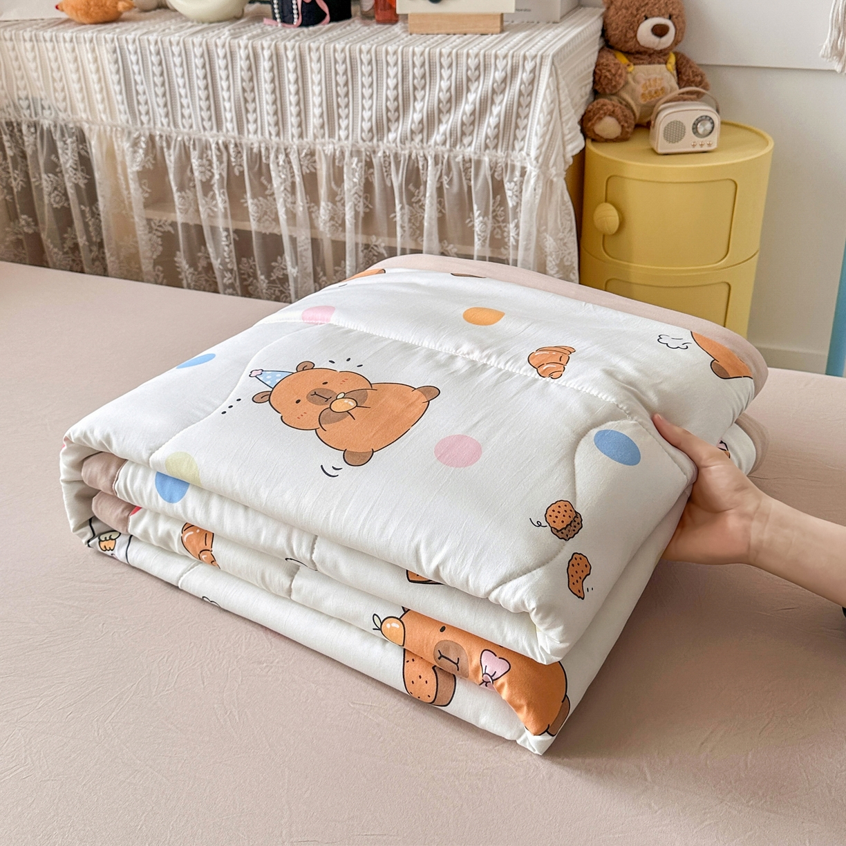 91家纺网 家纺一手货源 找家纺 优卡迪家纺馆 2026新款水洗云朵棉夏被四件套下载文件包含买家秀 卡皮巴拉