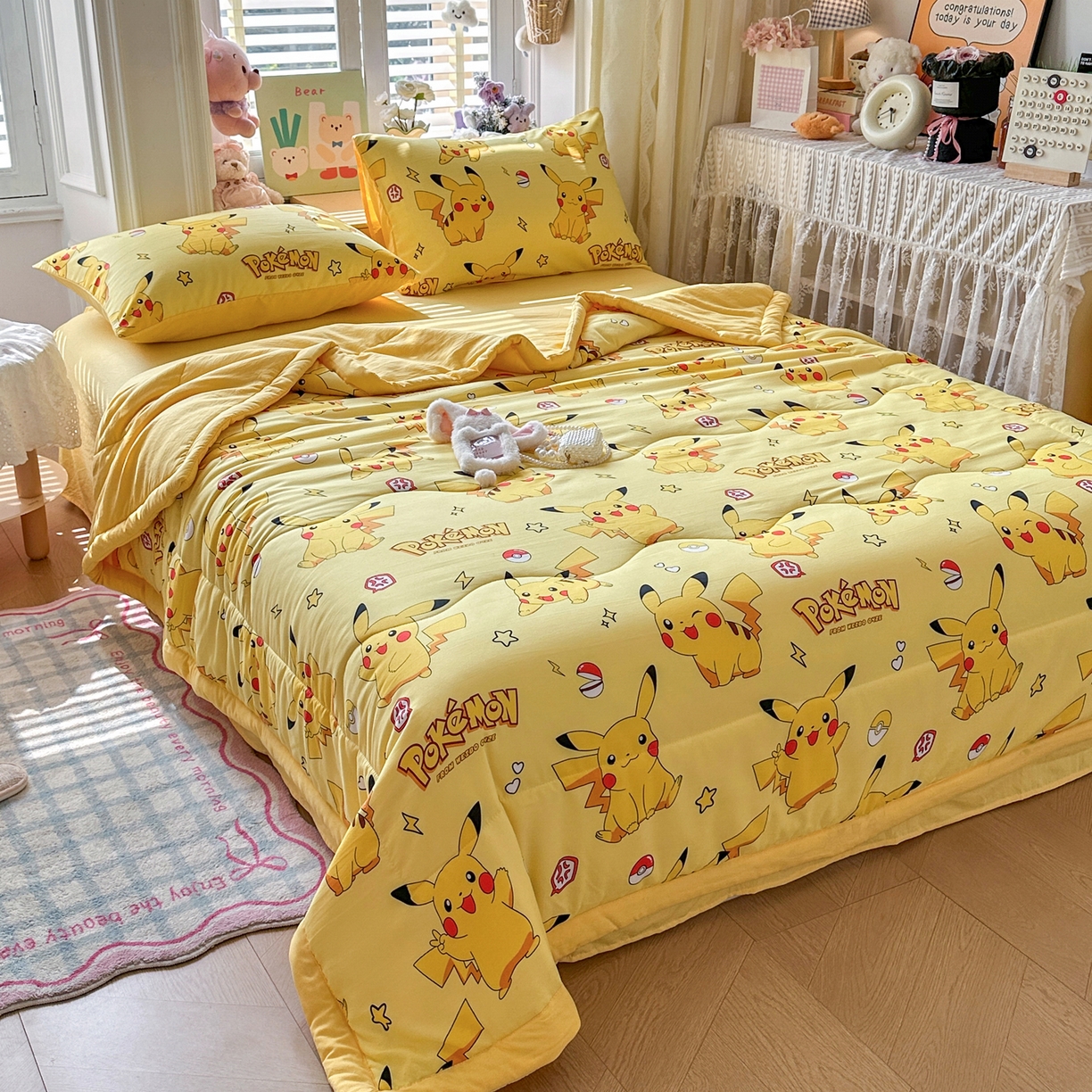 91家纺网 家纺一手货源 找家纺 优卡迪家纺馆 2026新款水洗云朵棉夏被四件套下载文件包含买家秀 闪电宝宝