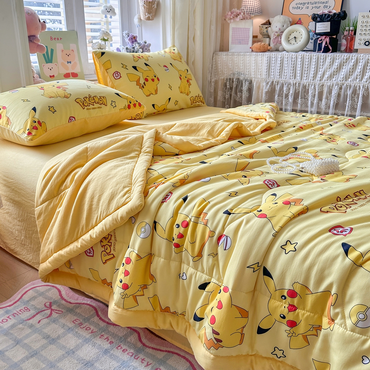 91家纺网 家纺一手货源 找家纺 优卡迪家纺馆 2026新款水洗云朵棉夏被四件套下载文件包含买家秀 闪电宝宝