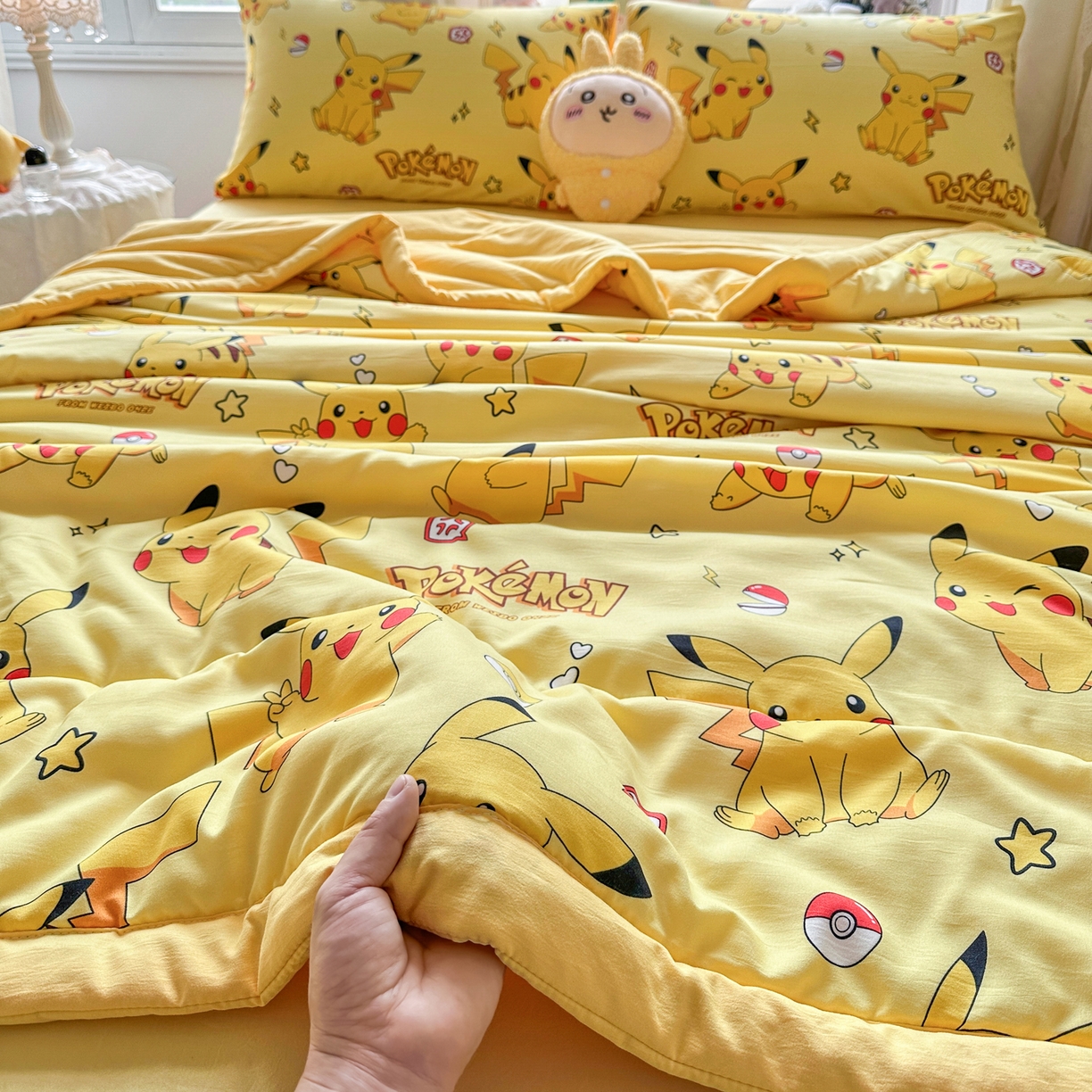 91家纺网 家纺一手货源 找家纺 优卡迪家纺馆 2026新款水洗云朵棉夏被四件套下载文件包含买家秀 闪电宝宝