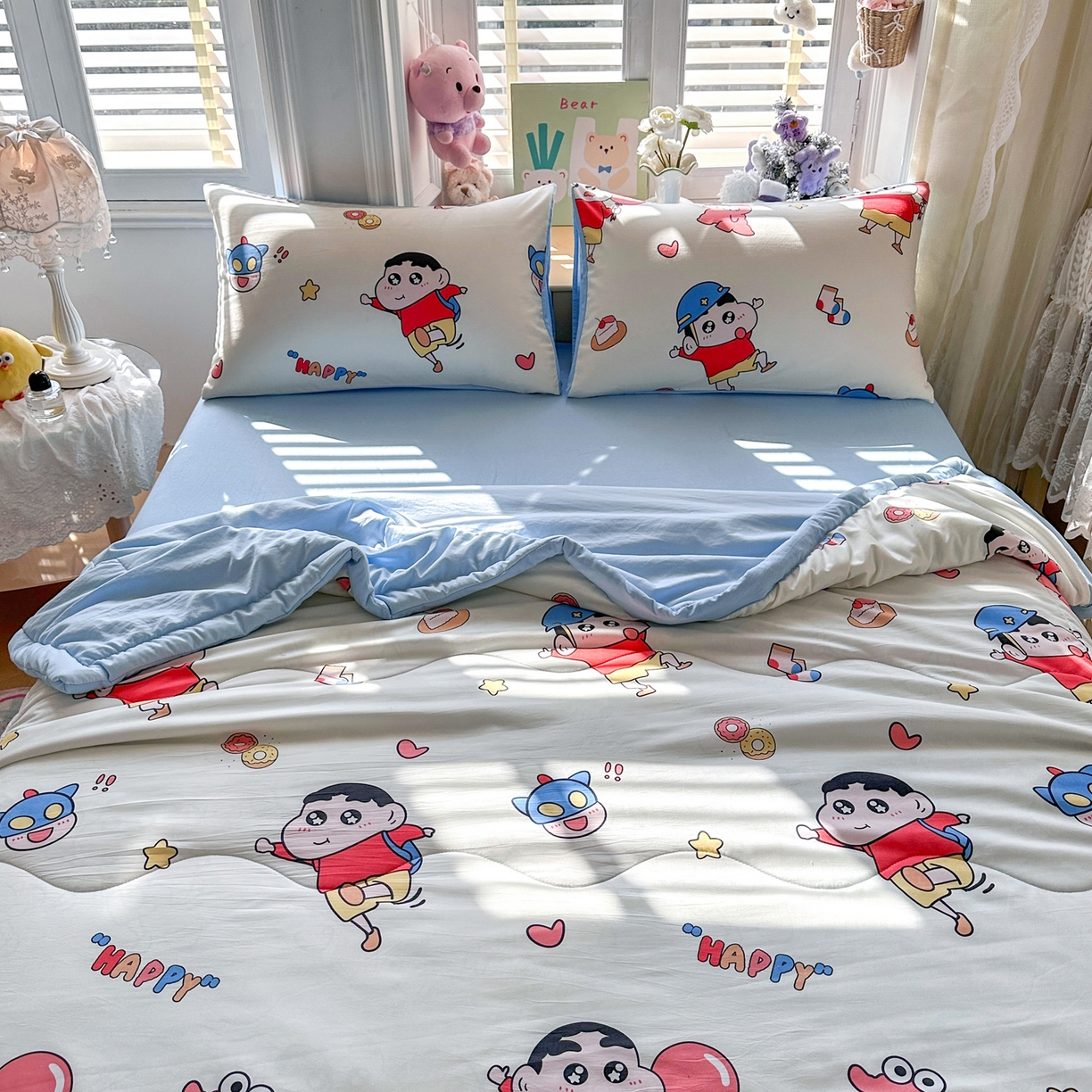 91家纺网 家纺一手货源 找家纺 优卡迪家纺馆 2026新款水洗云朵棉夏被四件套下载文件包含买家秀 淘气小新