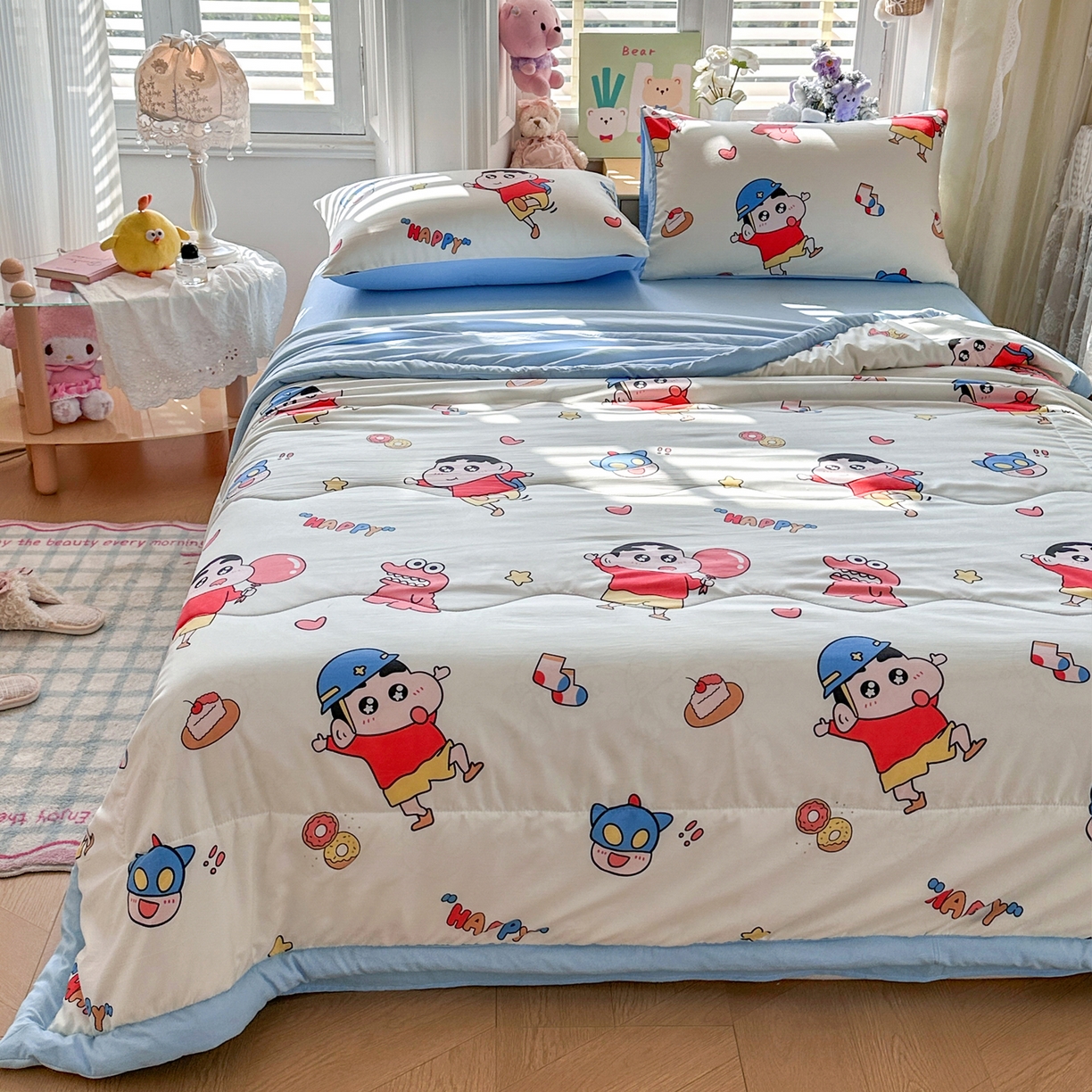 91家纺网 家纺一手货源 找家纺 优卡迪家纺馆 2026新款水洗云朵棉夏被四件套下载文件包含买家秀 淘气小新