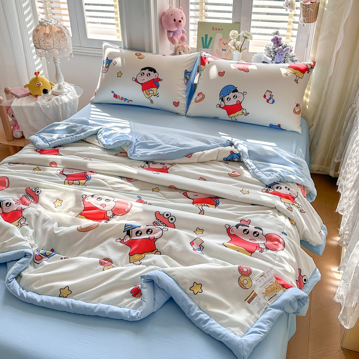 91家纺网 家纺一手货源 找家纺 优卡迪家纺馆 2026新款水洗云朵棉夏被四件套下载文件包含买家秀 淘气小新