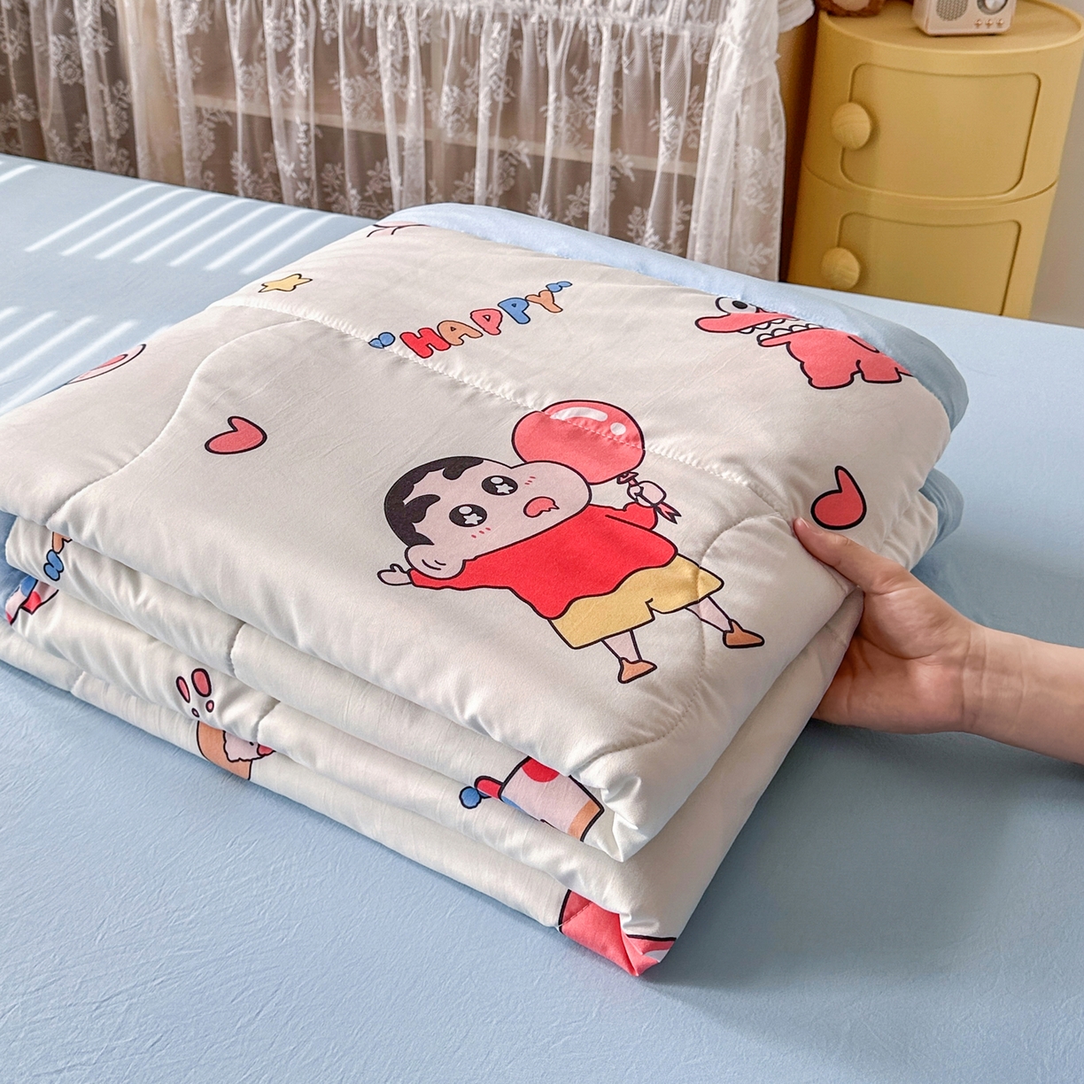 91家纺网 家纺一手货源 找家纺 优卡迪家纺馆 2026新款水洗云朵棉夏被四件套下载文件包含买家秀 淘气小新