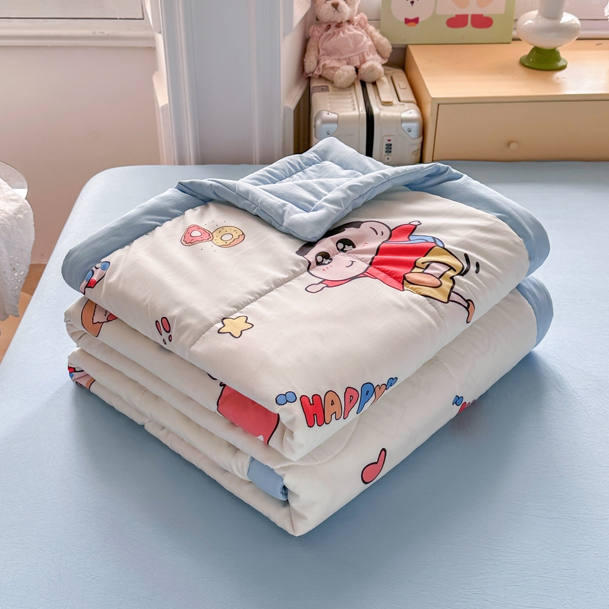 91家纺网 家纺一手货源 找家纺 优卡迪家纺馆 2026新款水洗云朵棉夏被四件套下载文件包含买家秀 淘气小新